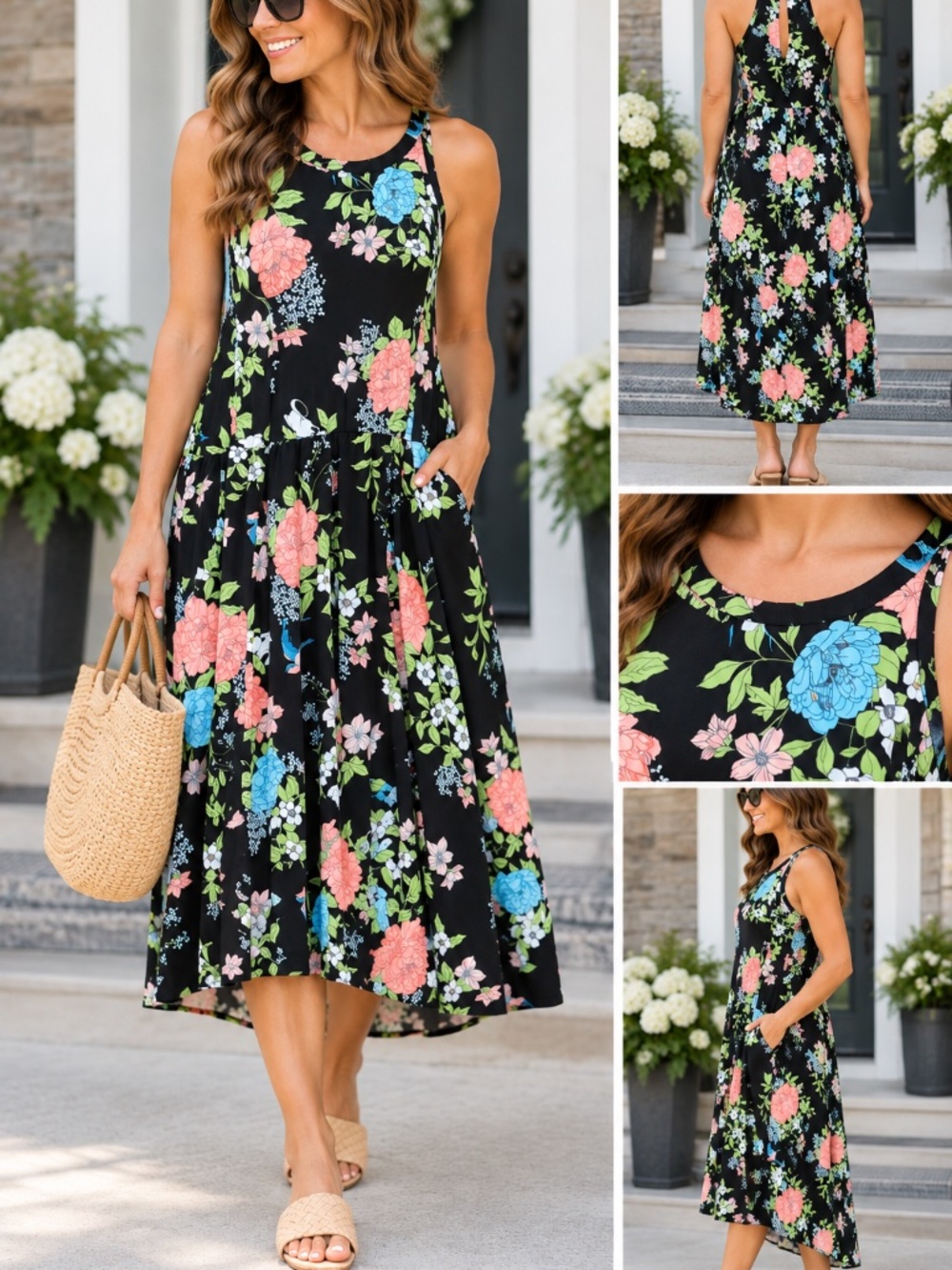 Torrid Black Floral Sleeveless Maxi Dress Size 2 2X